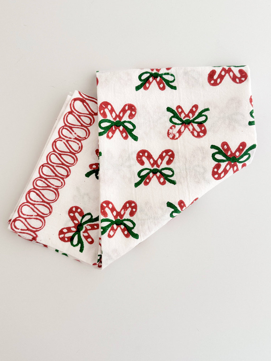 Tea Towel - Small Candy Canes, Evergreen & Red