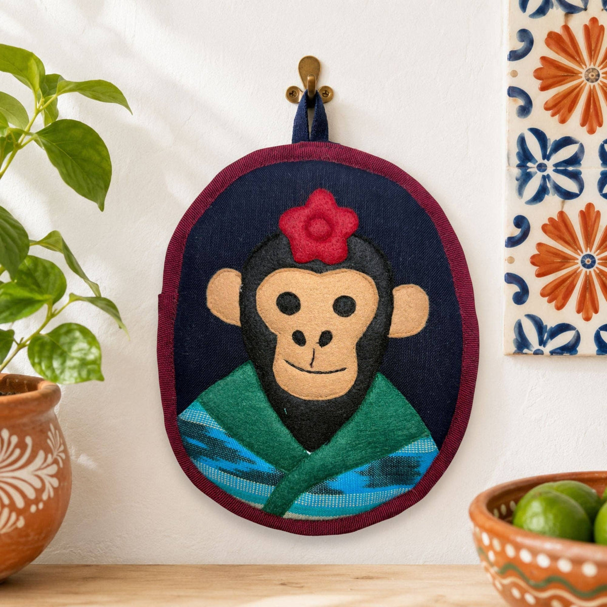 Frida Inspired Kitchen Decor - Fulang-Chang the Monkey Potholder
