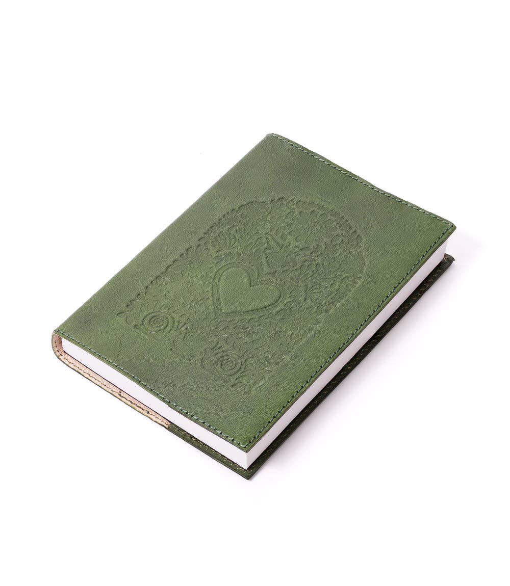 Journal - Floral Heart Embossed Green Leather