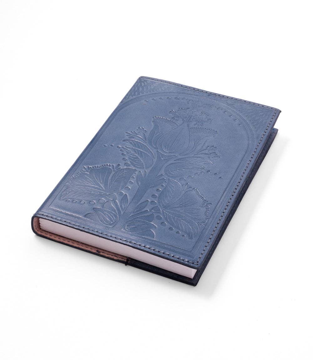 Journal - Embossed Blue Leather Floral