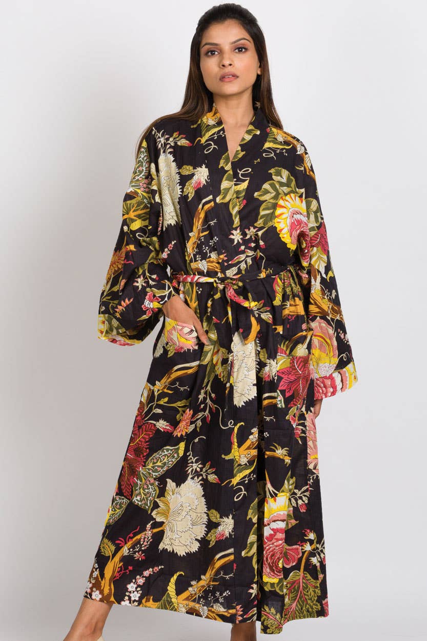 Rani Kimono Robes: Black & Rose