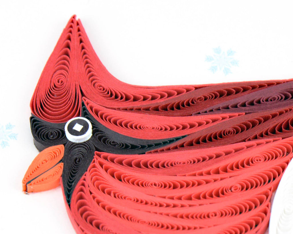 Quilled Snowy Cardinal Greeting Card