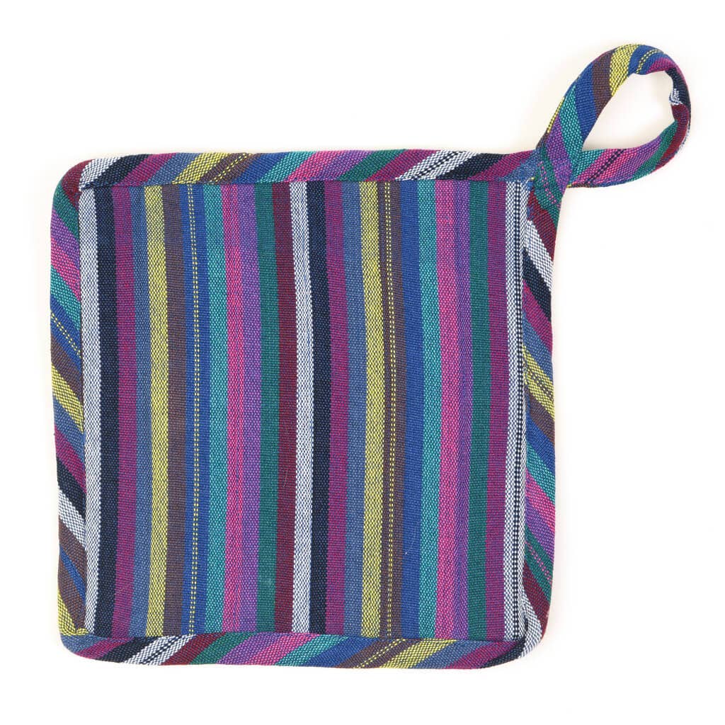 Pot Holder - Hand Woven Square Style: Cobalt