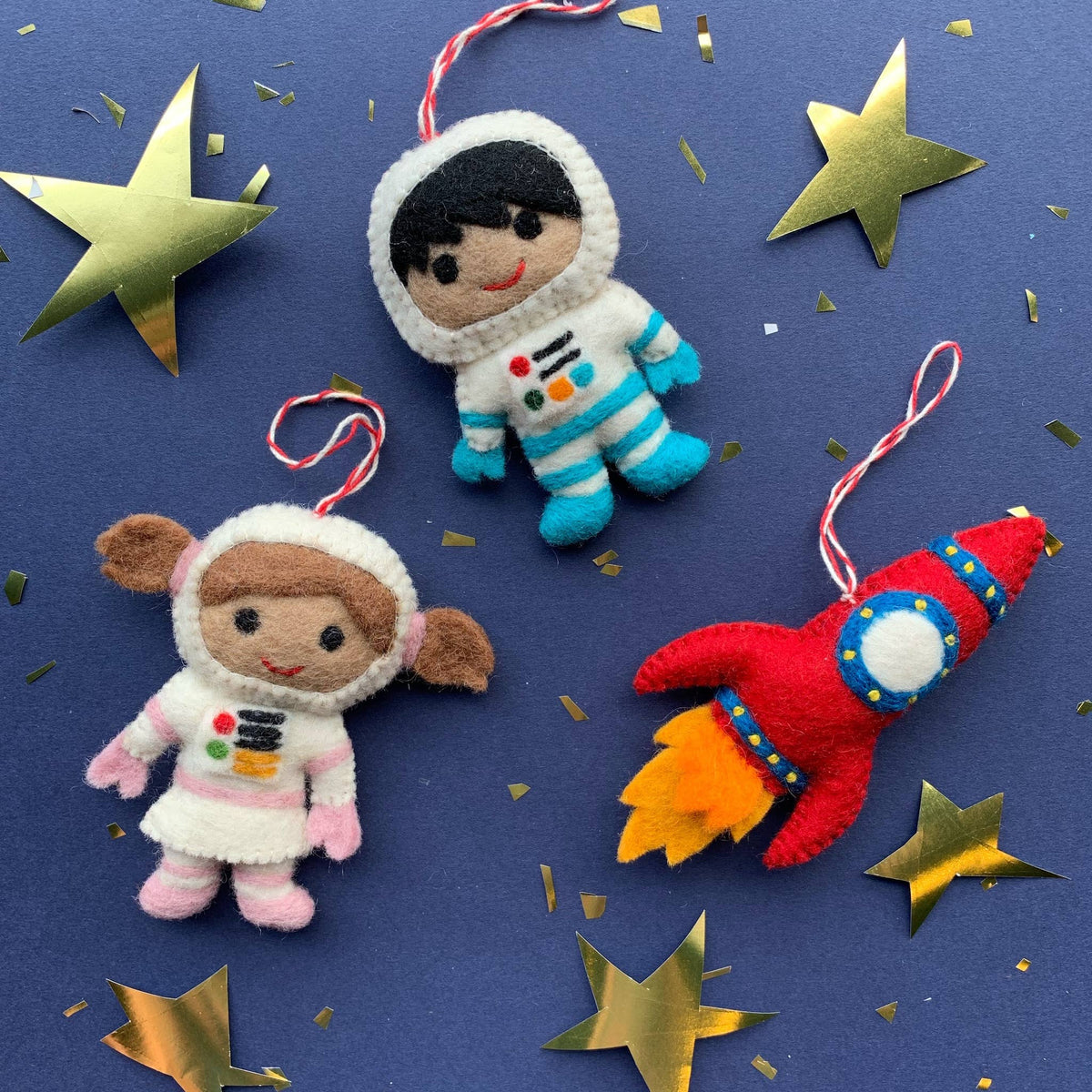 Ornament - Kid Astronaut - Blue Boy - Felted Wool