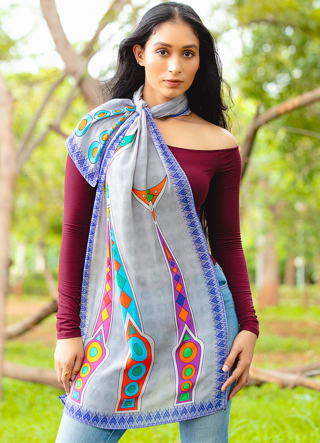 Scarf - Folk Art Cat