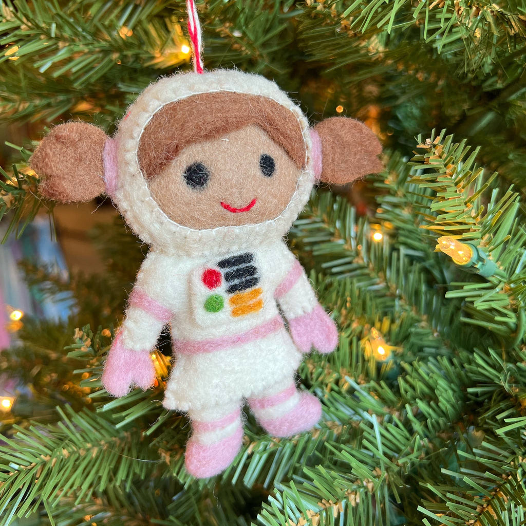 Ornament - Kid Astronaut - Pink Girl - Felted Wool