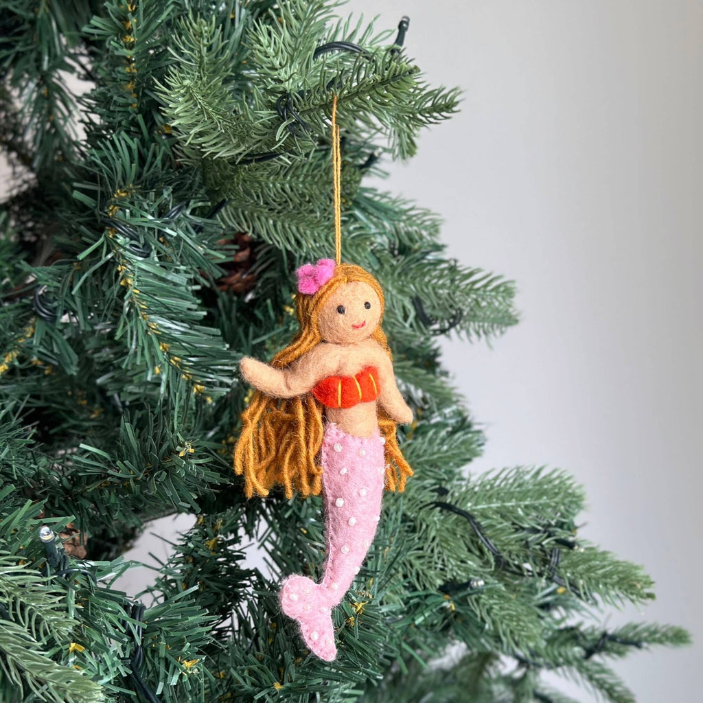 Ornament - Blonde Mermaid with Pink Tail