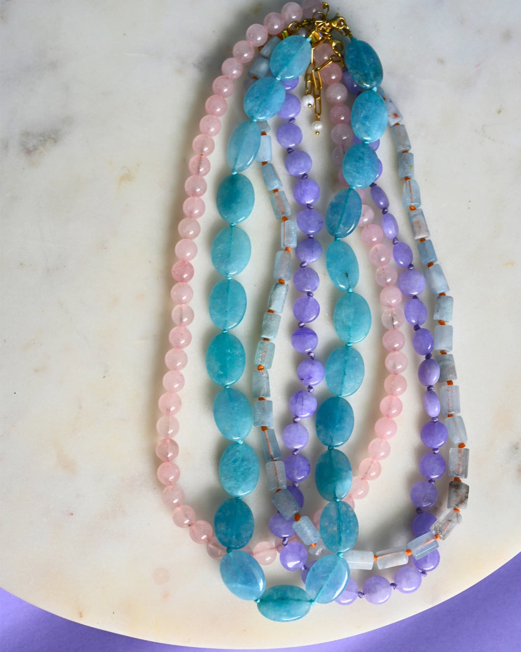 Necklace - Beaded Bold Blue Quartz Gemstone