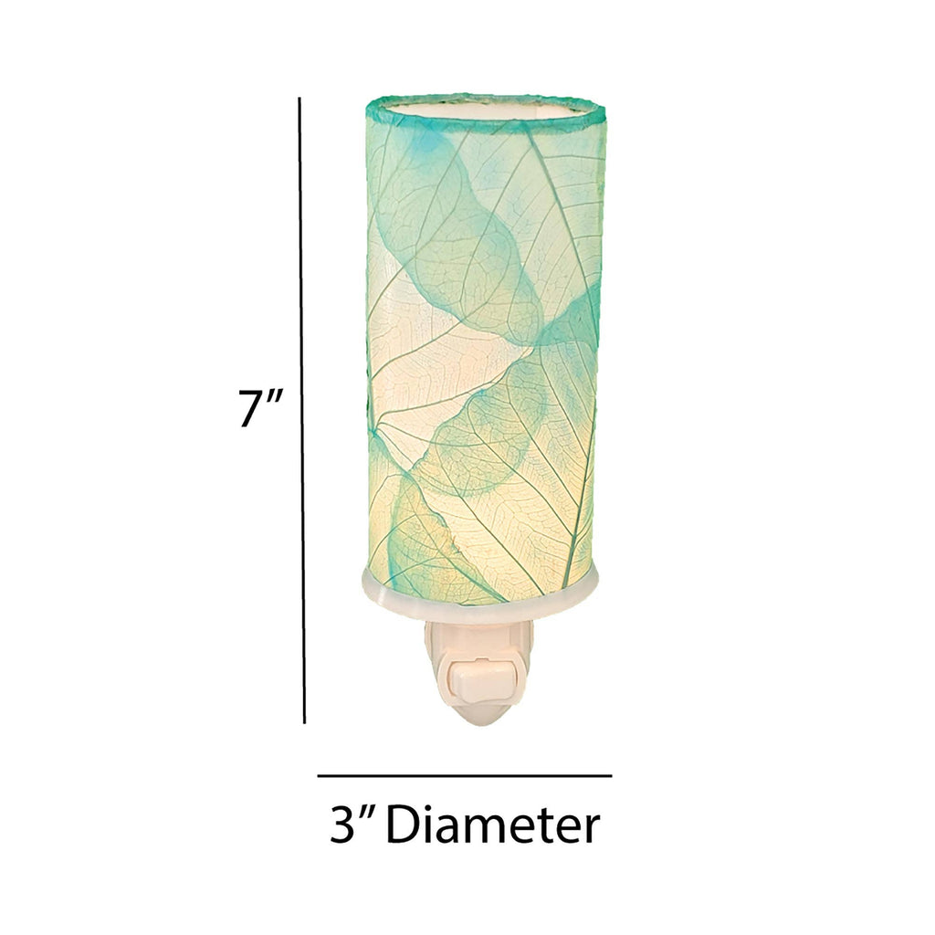 Cylinder Nightlight - Sea Blue, Shade Made of Cocoa Leaves