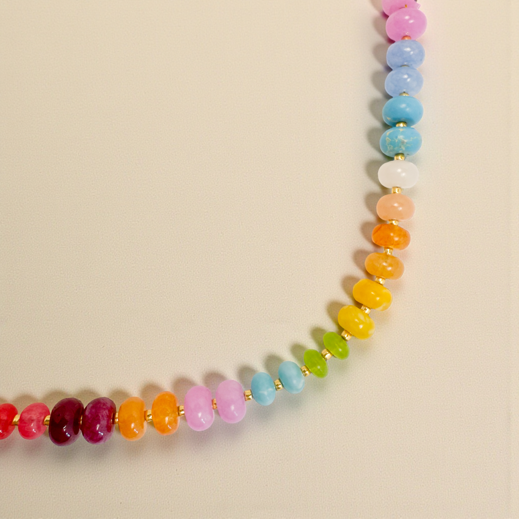 Necklace - Beaded Confetti Party Bold Gemstones