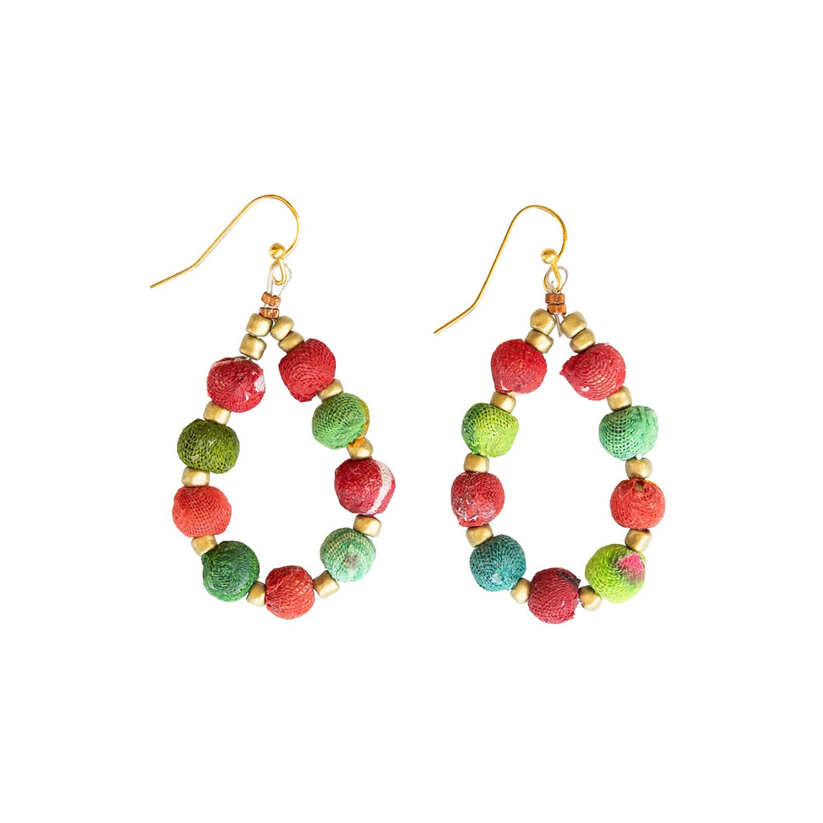 Earrings-Kantha Holiday Teardrop