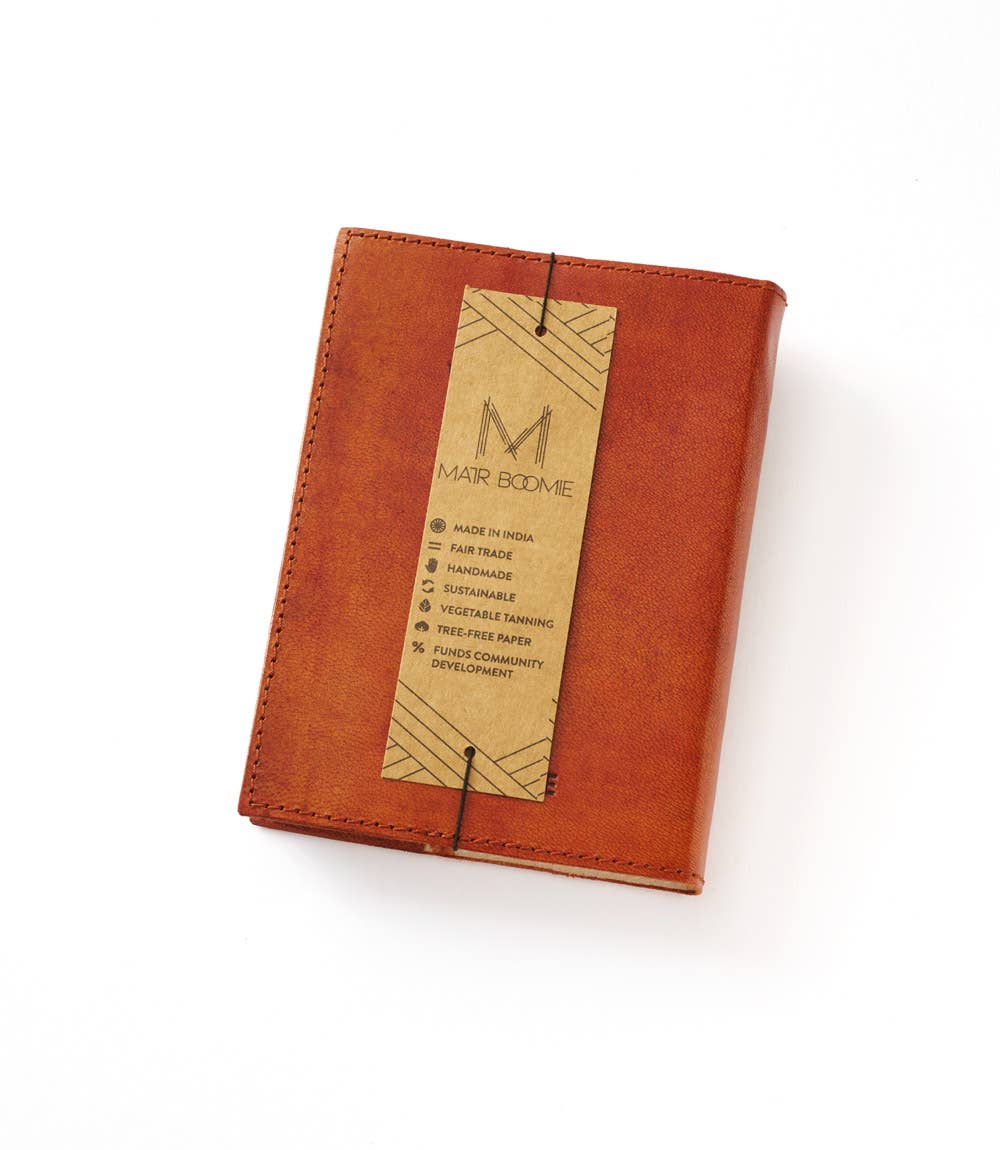 Journal Embossed with Brown Leather Moon Phases -  5x7 - Refillable
