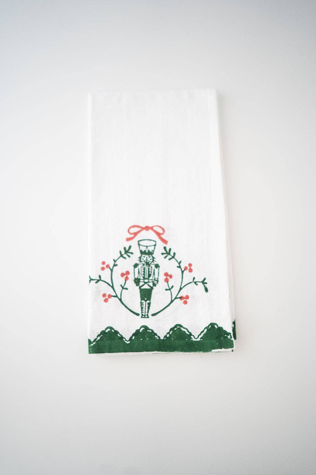 Tea Towel - Nutcracker Motif, Evergreen & Red