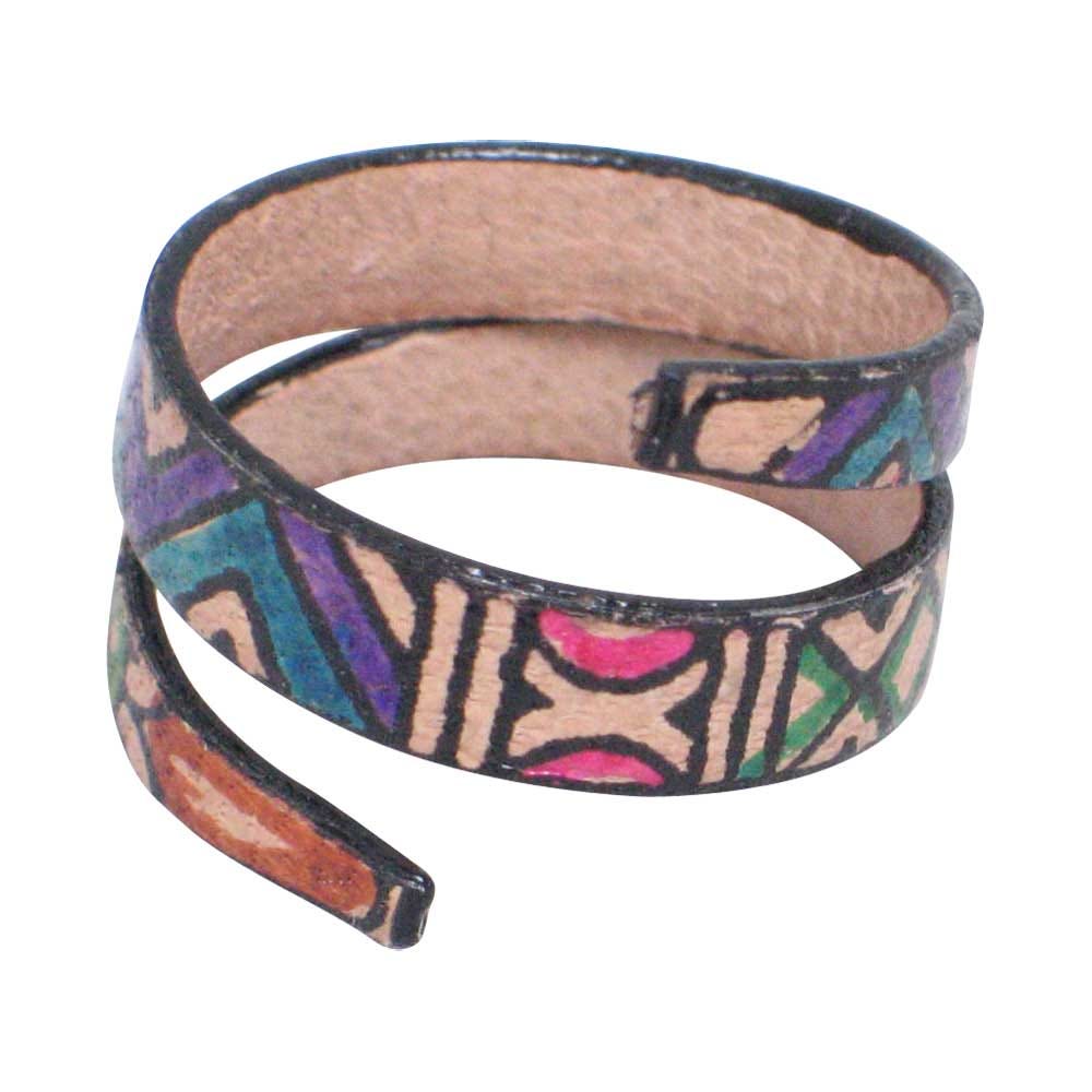 Leather Geometric Spiral Ring - Adjustable