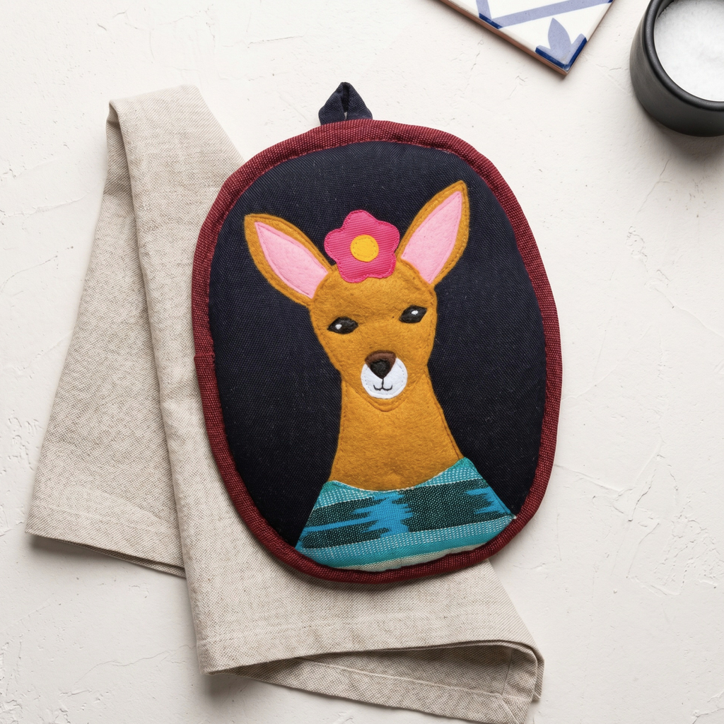 Frida-Inspired Kitchen Decor - Granizo the Deer Potholder -