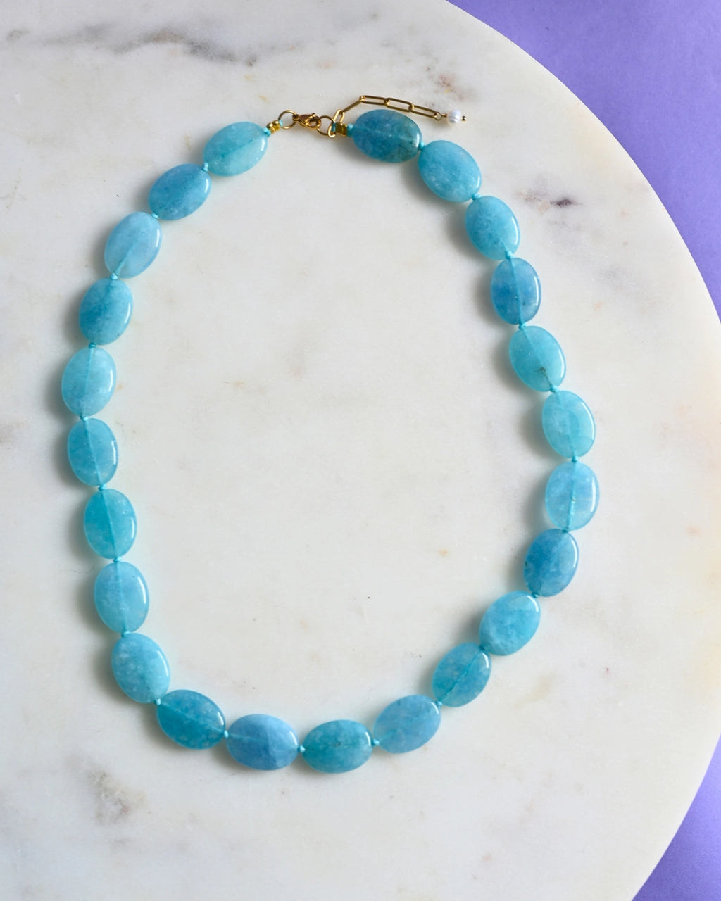 Necklace - Beaded Bold Blue Quartz Gemstone