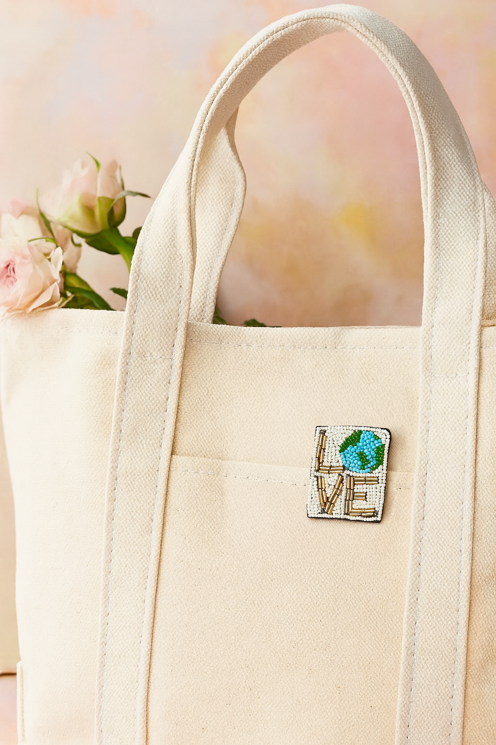 Brooch Pin - Bala Mani Beaded Love Mother Earth