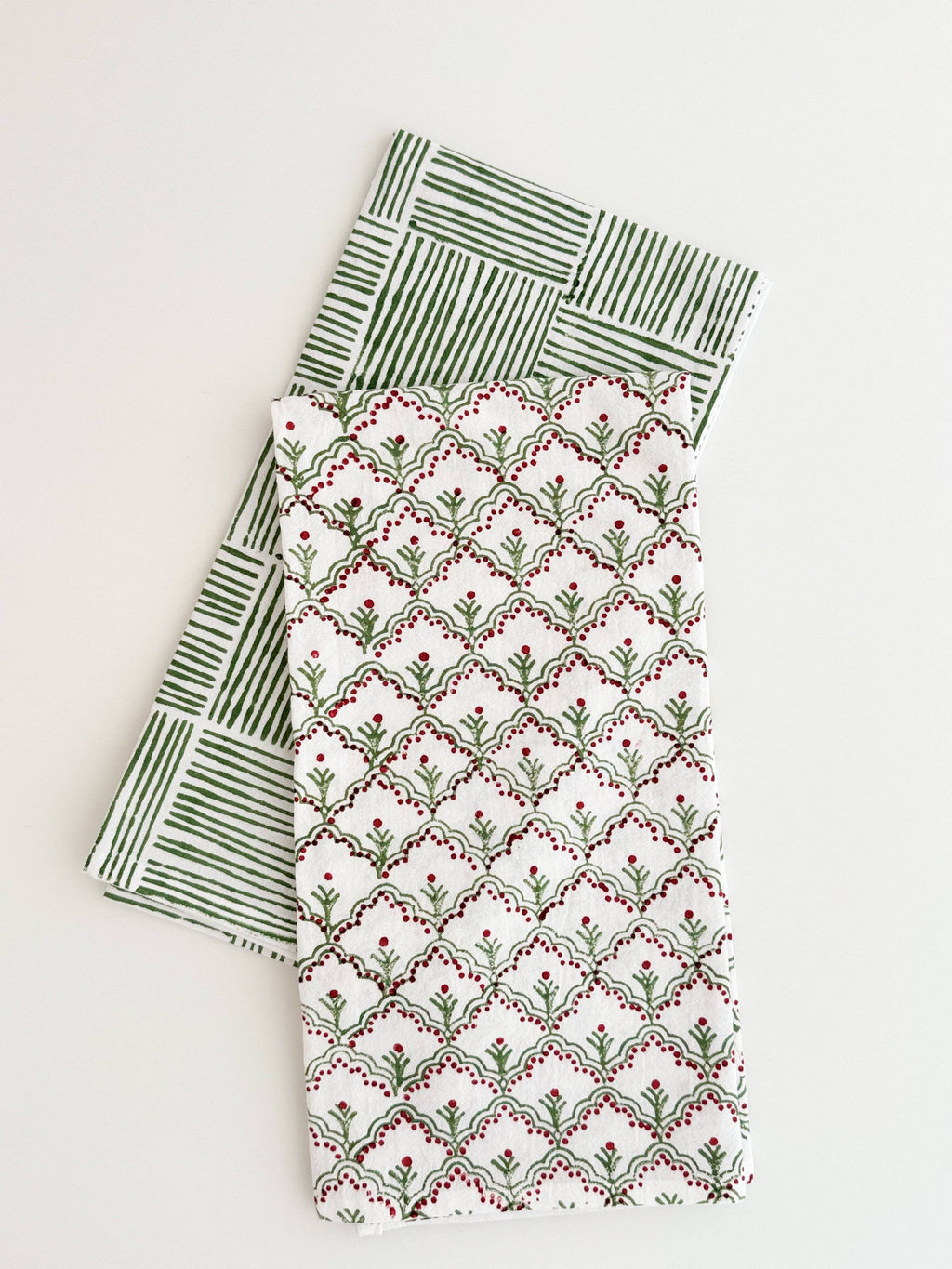 Tea Towel - Jaipur, Sage & Red