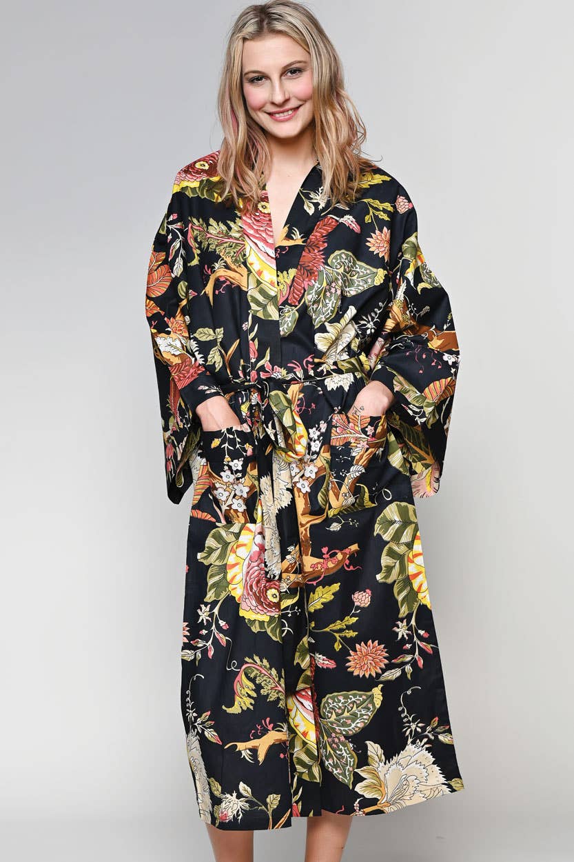 Rani Kimono Robes: Black & Rose