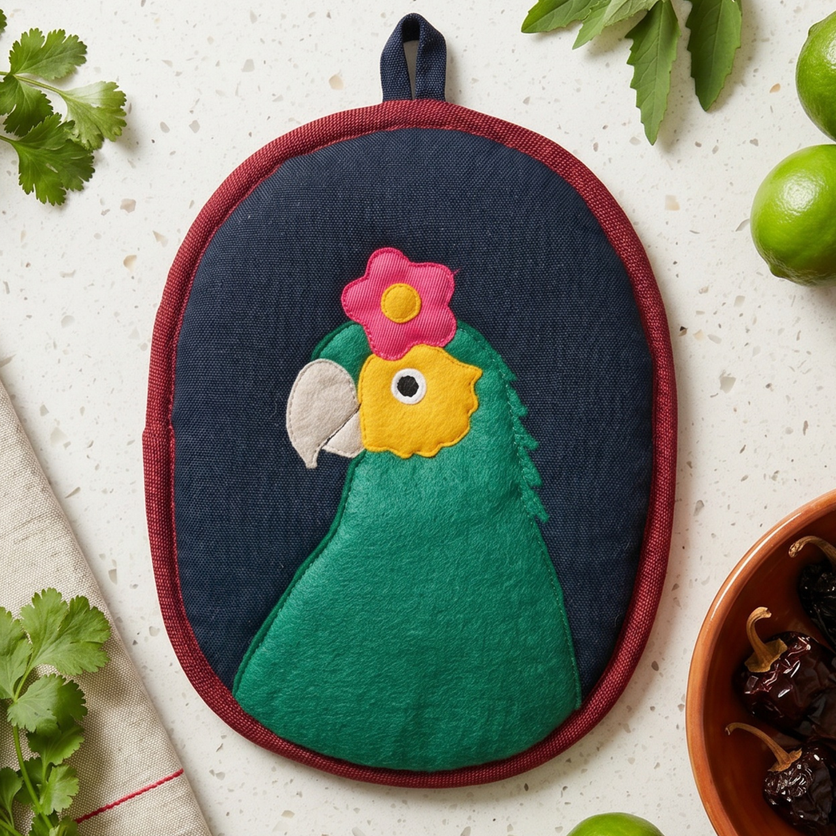 Bonito the Parrot Potholder | Fair Trade | Winter Park, FL | Trade Routes Collective