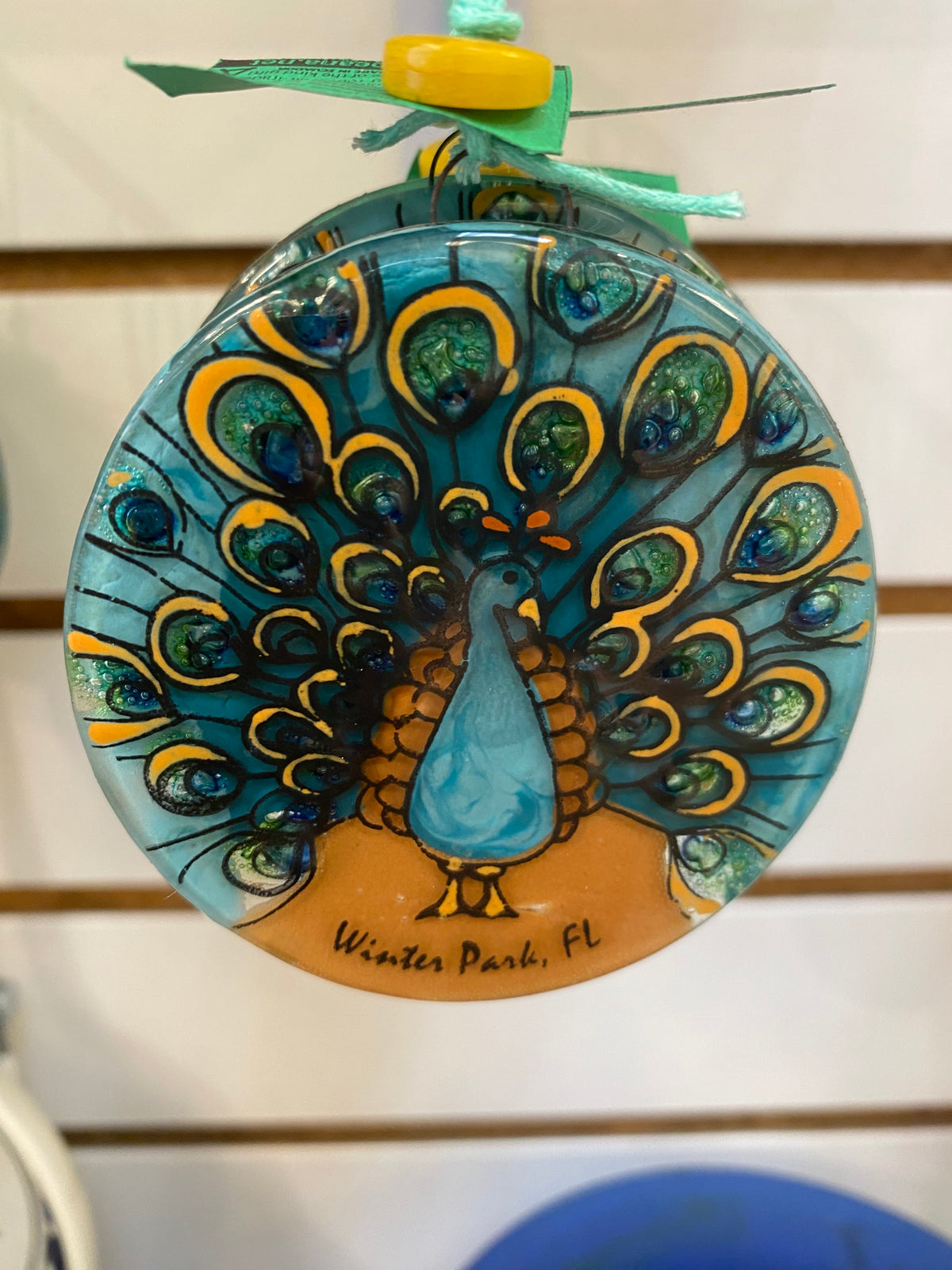 Ornament-Winter Park, FL - Peacock-Glass