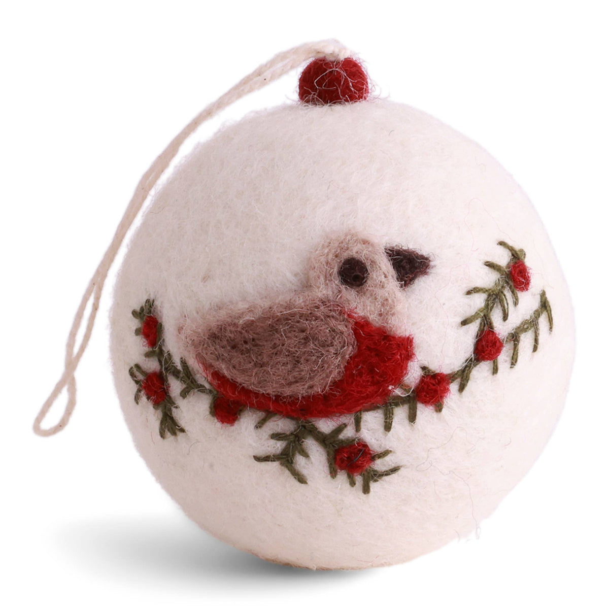Ornament Bauble with bird Wool | Trade Routes Collective | Fair Trade | Winter Park, FL
