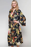 Robe Black Floral Print | Trade Routes Collective | Winter Park, FL | Fair Trade | Sevya