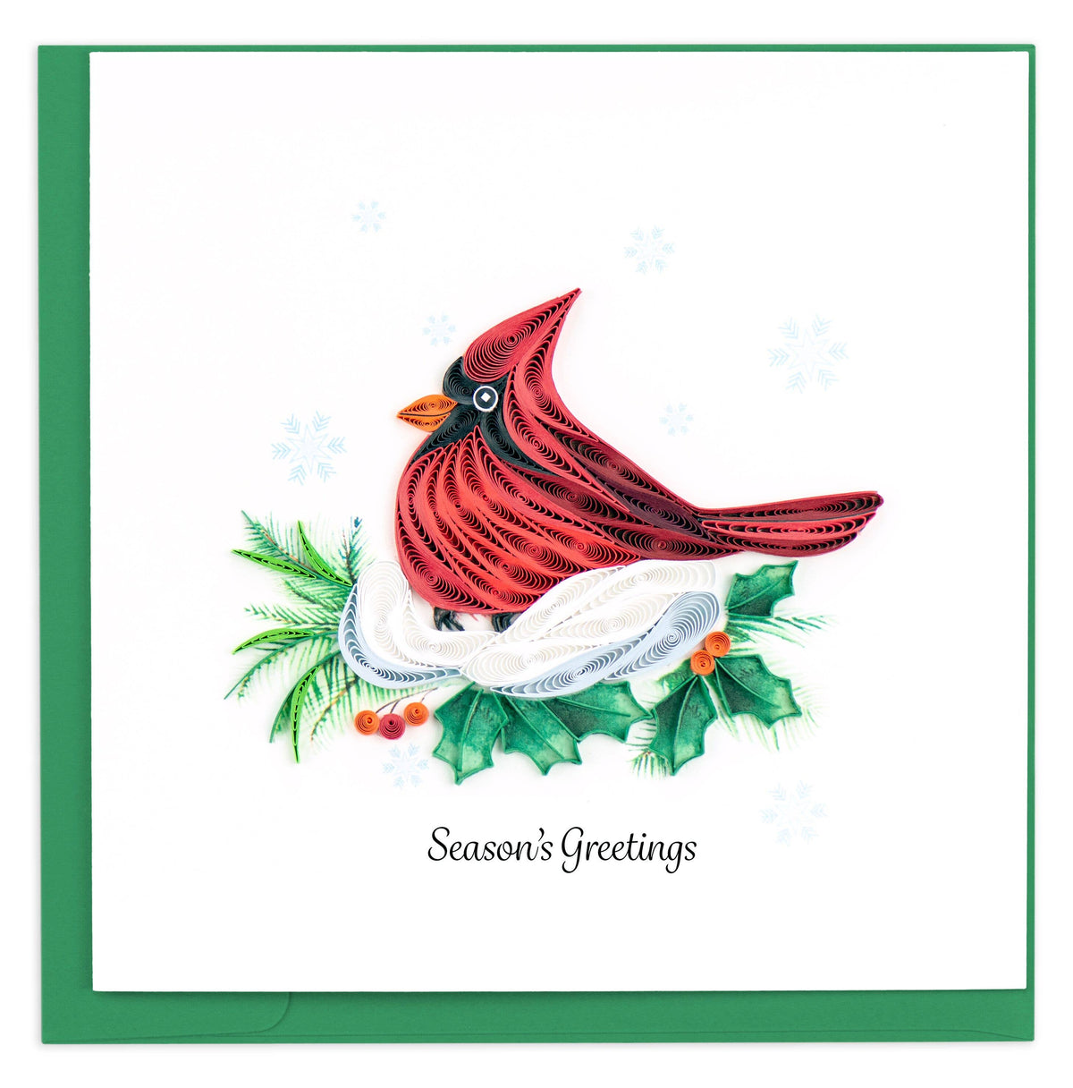 Snowy Cardinal Quilled Card \ Trade Routes Collective \ winter park, FL \ fair trade