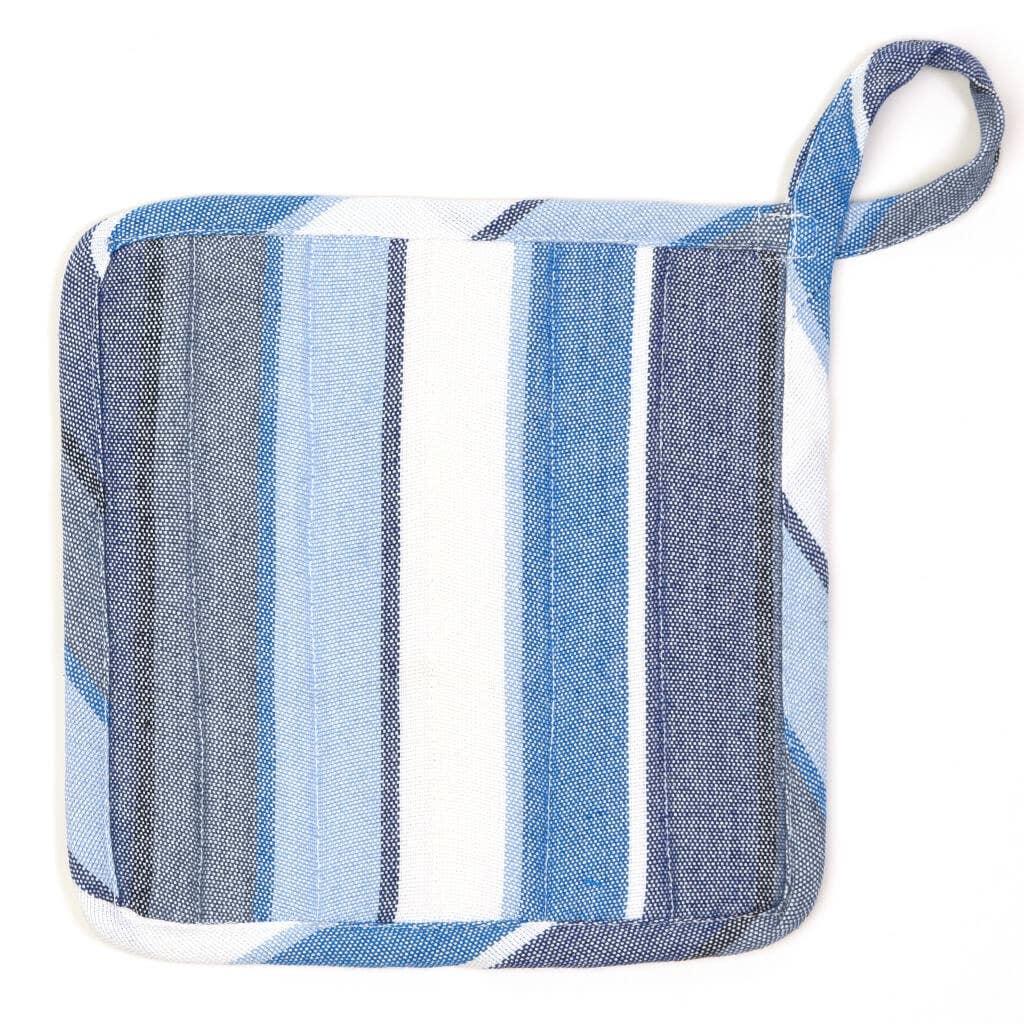 Square Pot Holder Blue Stripe | Trade Routes Collective | Winter Park, FL | Fair Trade