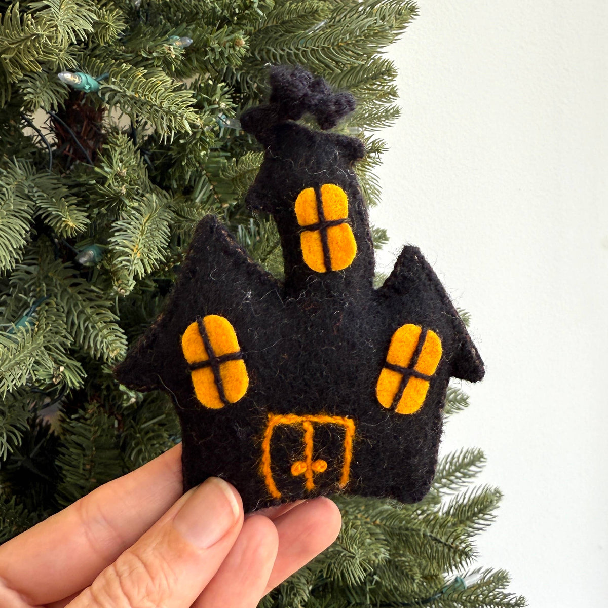 Ornament - Halloween Haunted House - Embroidered Wool