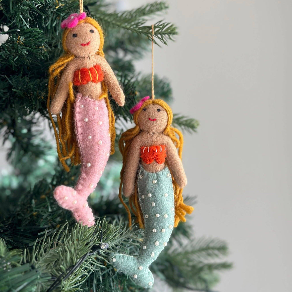 Ornament - Blonde Mermaid with Pink Tail