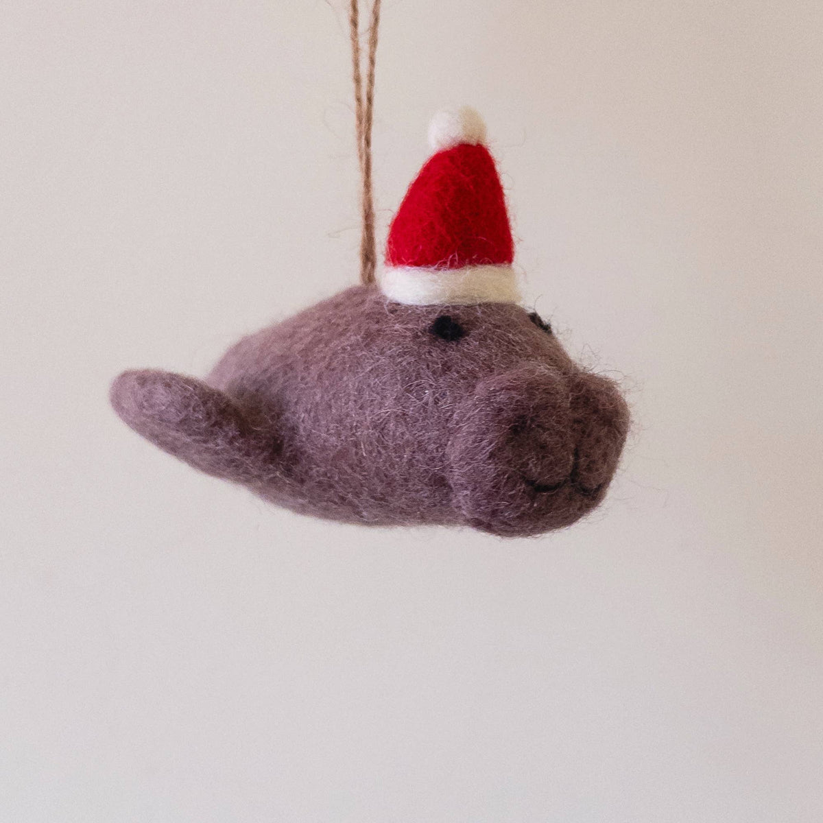 Ornament - Manatee with Santa Hat