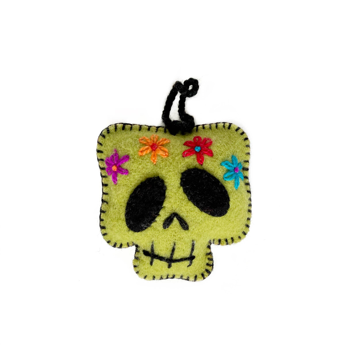Ornament - Halloween Monster Face - Embroidered Wool