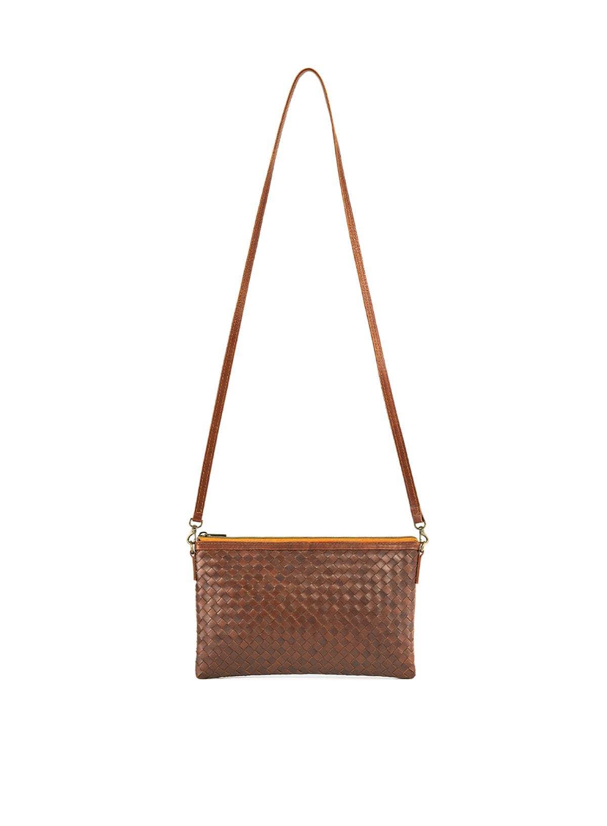 Handbag - Mahogany Woven Crossbody Clutch