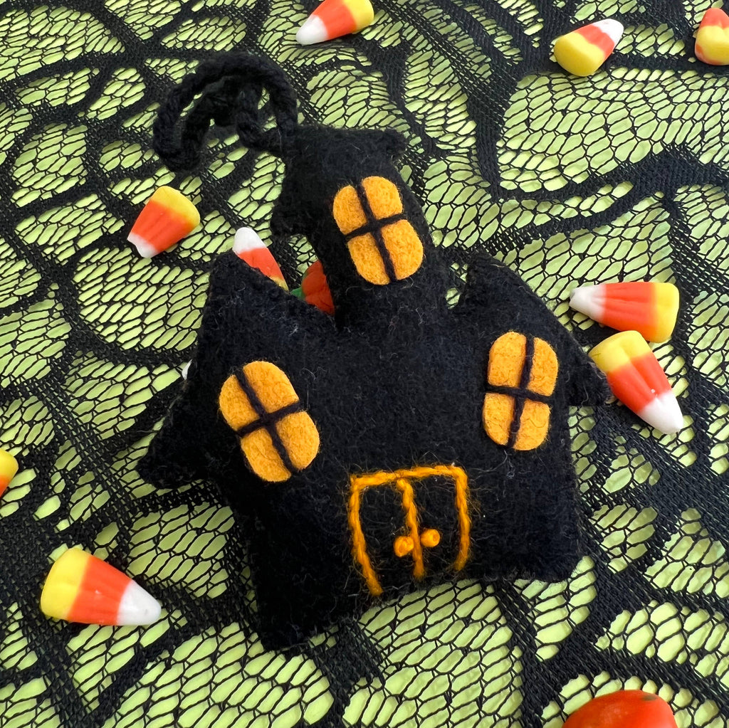 Ornament - Halloween Haunted House - Embroidered Wool