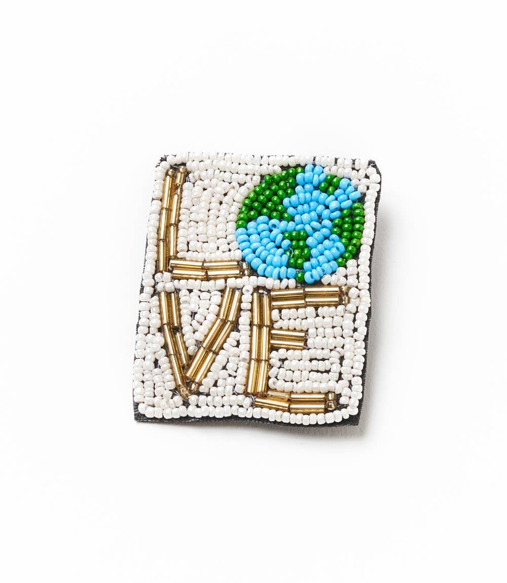 Brooch Pin - Bala Mani Beaded Love Mother Earth