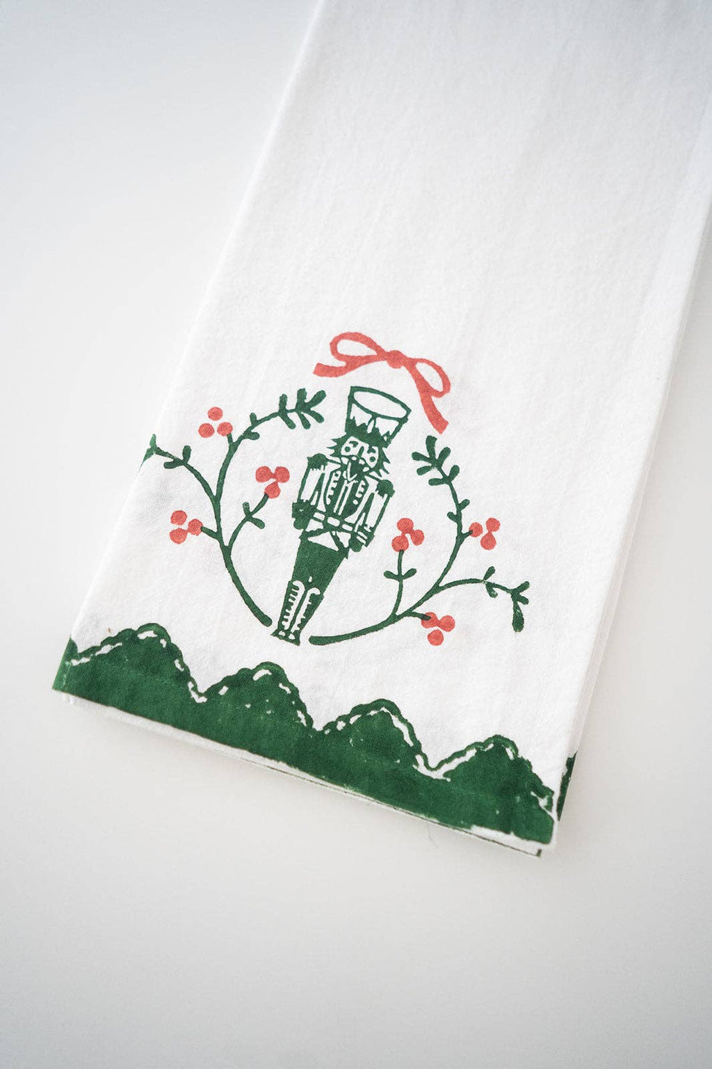 Tea Towel - Nutcracker Motif, Evergreen & Red