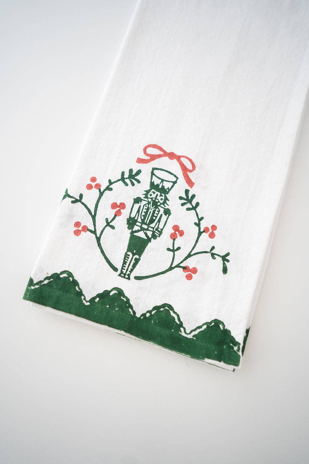 Tea Towel - Nutcracker Motif, Evergreen & Red