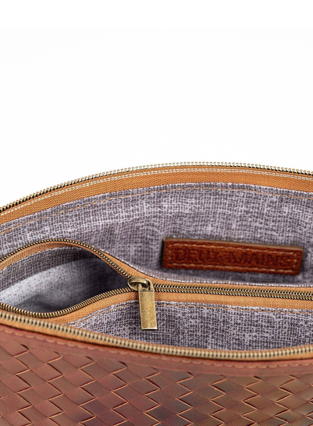 Handbag - Mahogany Woven Crossbody Clutch