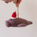Ornament - Manatee with Santa Hat