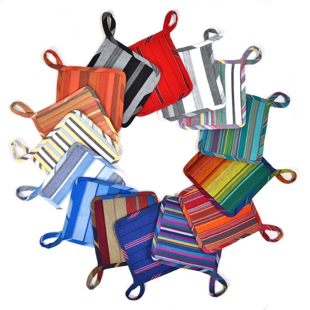 Pot Holder - Hand Woven Square Style: Regatta Stripe
