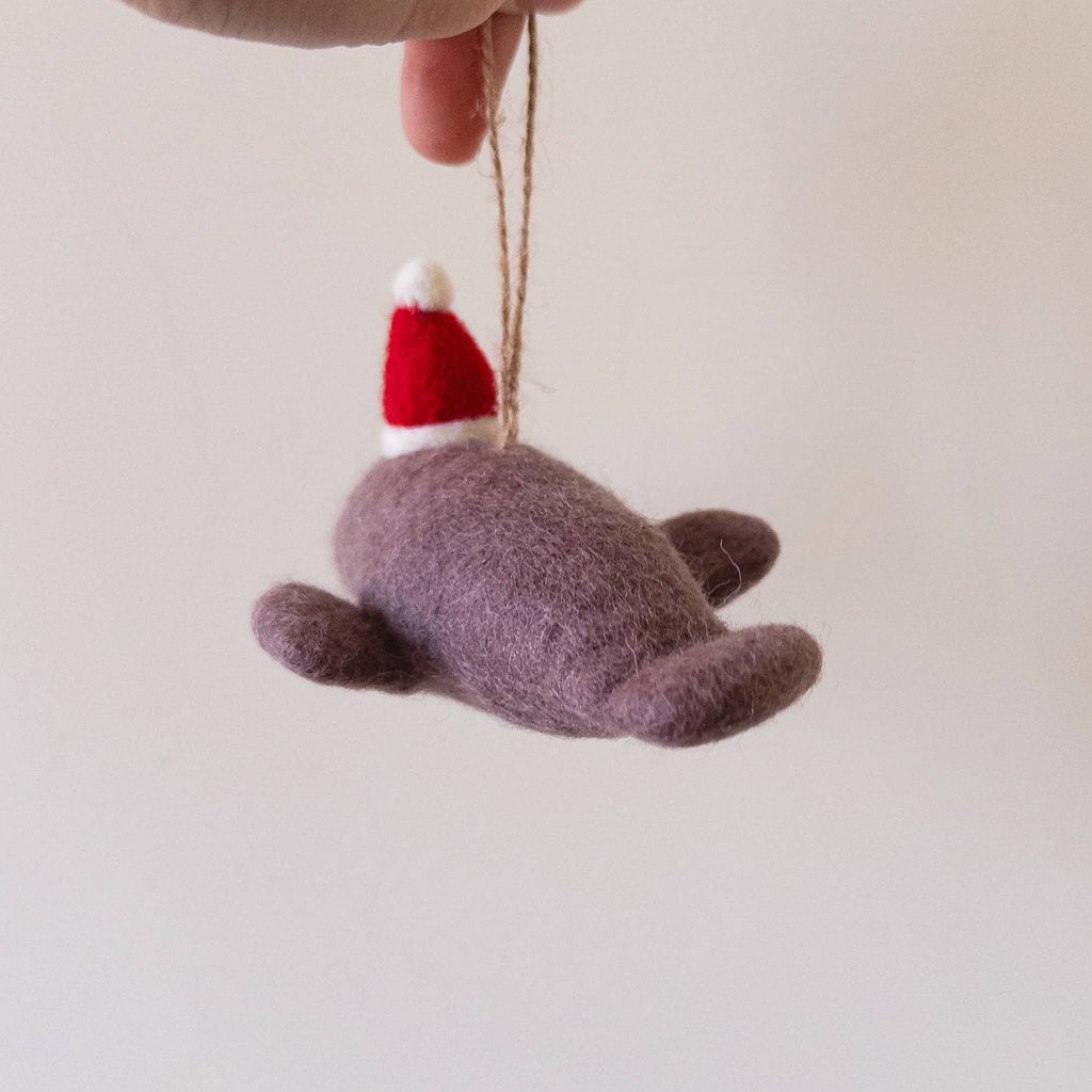 Ornament - Manatee with Santa Hat