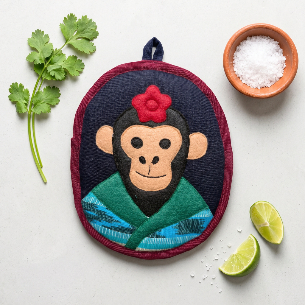 Frida Inspired Kitchen Decor - Fulang-Chang the Monkey Potholder