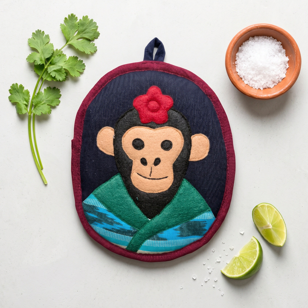 Frida Inspired Kitchen Decor - Fulang-Chang the Monkey Potholder